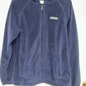 Columbia Navy Fleece Jacket Hooded Women Medium